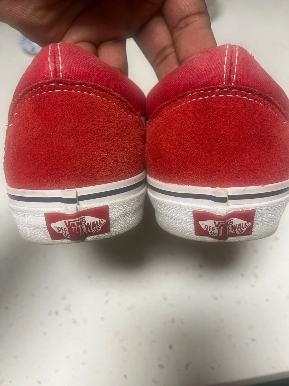 Vans Red and White Old Skool Low Top Sneakers - men’s